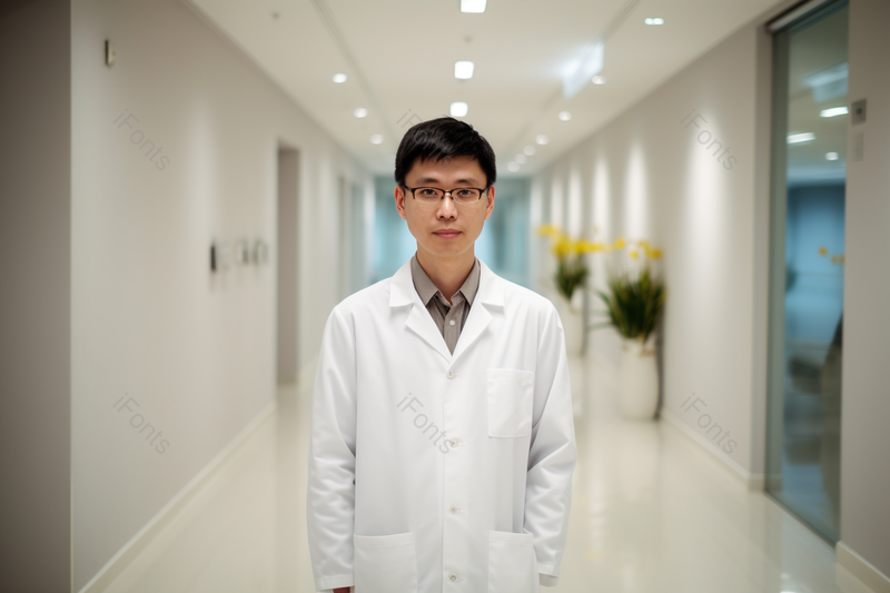 医生穿着白大褂站在走廊,高清,摄影图,摄影图片,图片大全,摄影图免费下载
